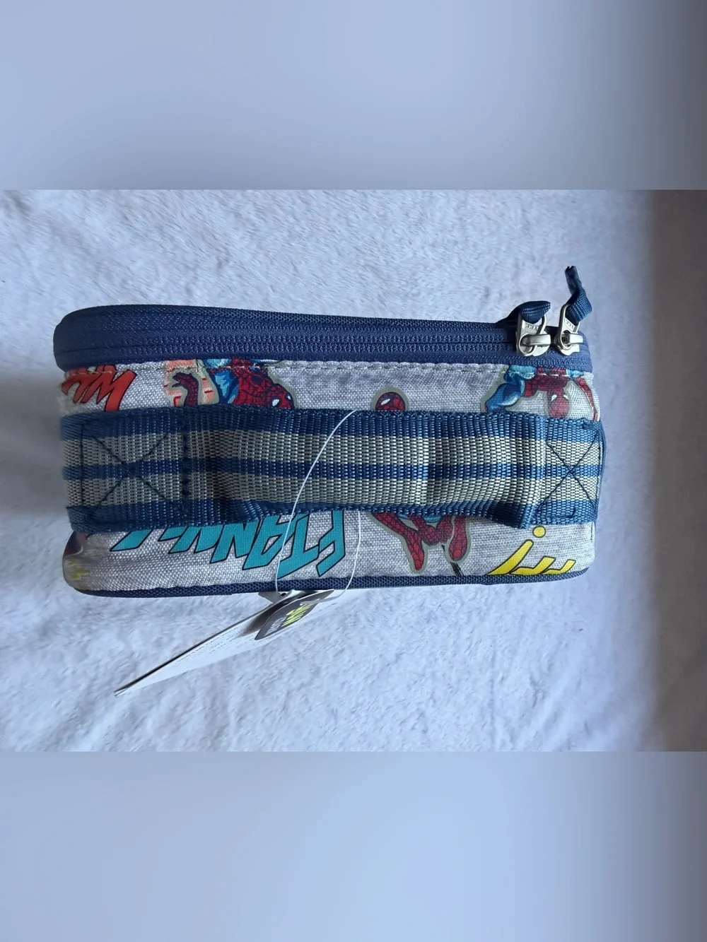 New Pottery Barn Kids Spiderman Print Lunch Box in Blue, Red, Gray